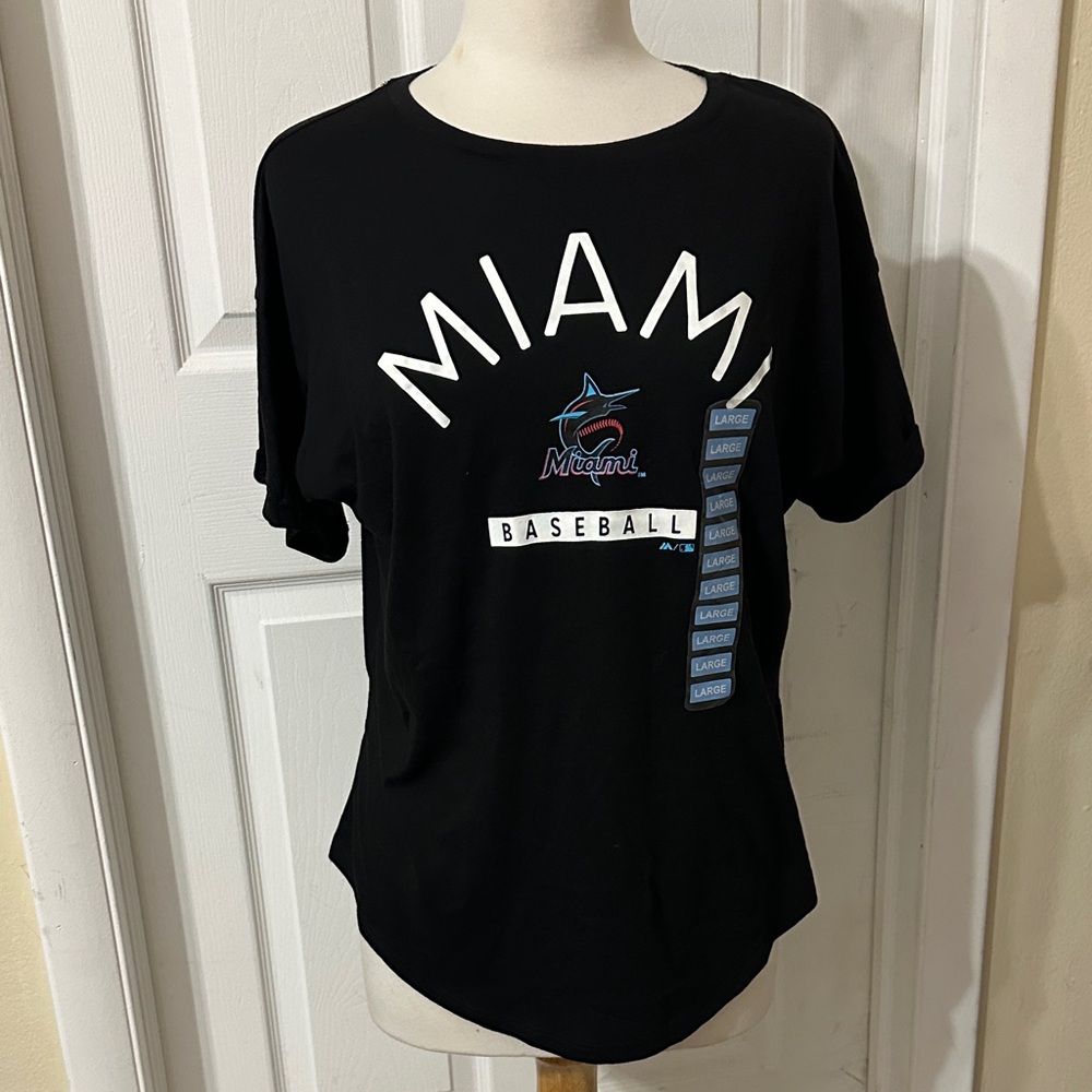 Majestic Black Miami Baseball Tee